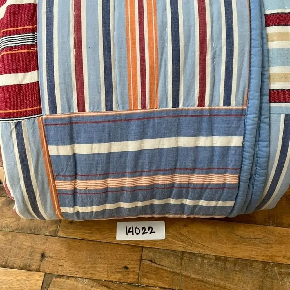 Handmade Patchwork Striped Reversible Quilt 69